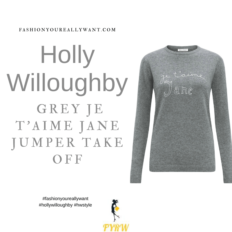 Where to get all Holly Willoughby Take Off outfits dresses blog August 2021 grey jumper je t'aime Jane