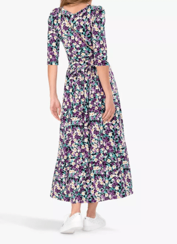 Jolie Moi 3 4 Sleeve Floral Print Jersey Maxi Dress Purple Floral back view