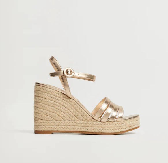 Mango Metallic wedge sandals with straps