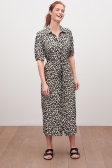 Next Animal Print Midi Shirt Dress