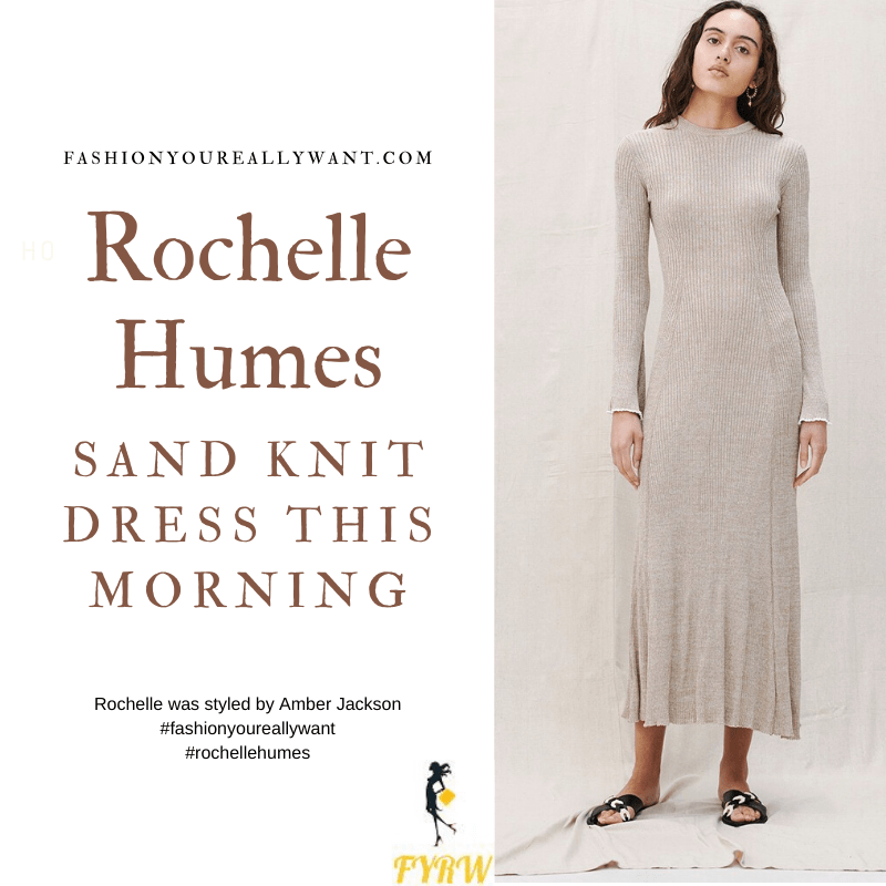 Where to get all Rochelle Humes This Morning outfits blog August 2021 beige sand knit dress nude mules