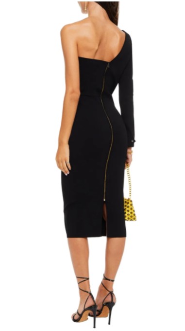 Roland Mouret Roseberry one-shoulder stretch-crepe midi dress back view