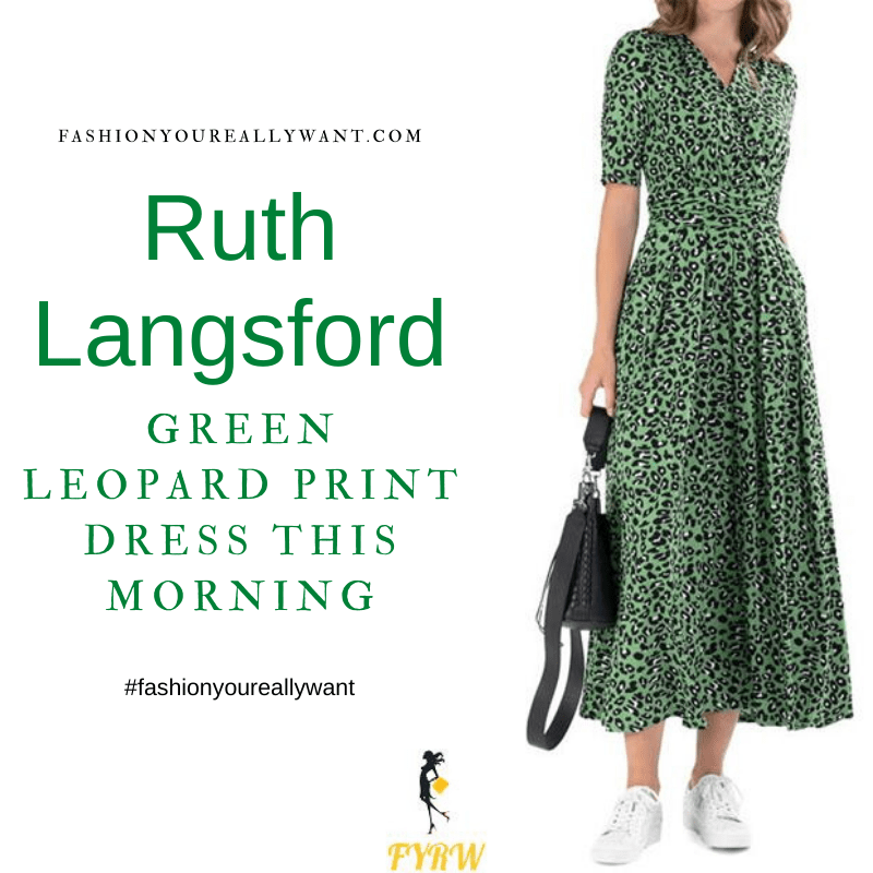 Where to get all Ruth Langsford This Morning outfits blog August 2021 green leopard animal print wrap maxi dress