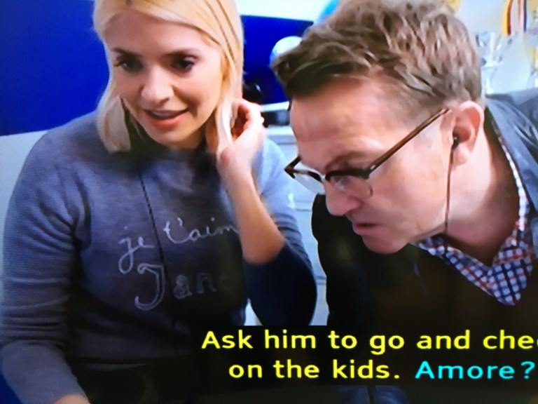 where to get Holly Willoughby Take Off grey je t'aime Jane jumper 7 August 2021 Photo BBC