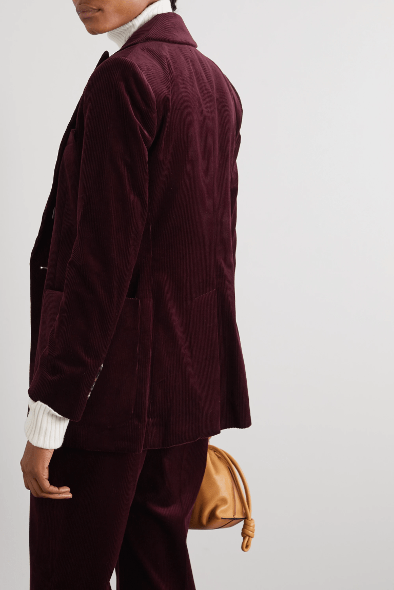 Bella Freud Bianca double-breasted cotton-corduroy blazer back view