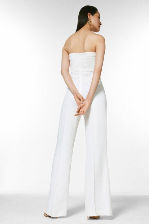 Karen Millen Compact Stretch Viscose Bandeau Jumpsuit back view