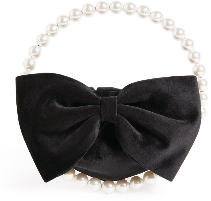 L'Alingi Velvet Pearl Band Clutch Bag