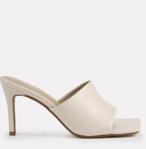 Missguided cream faux leather mid heel mule