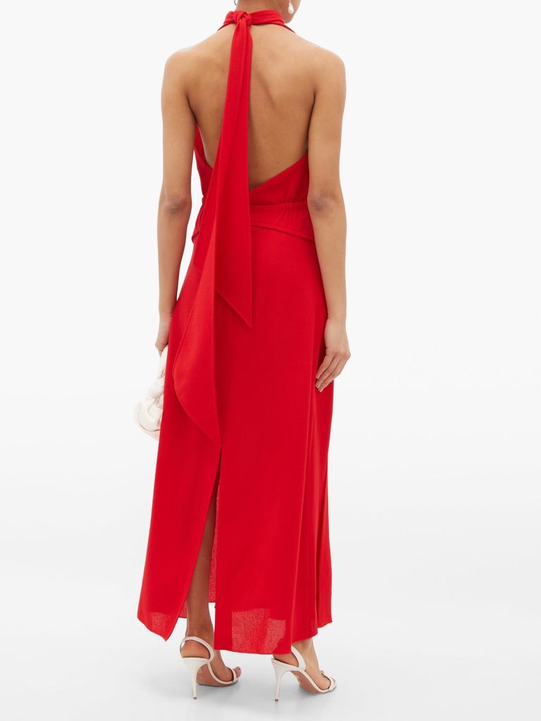 Roland Mouret Katana Halterneck Wool-crepe Dress back view