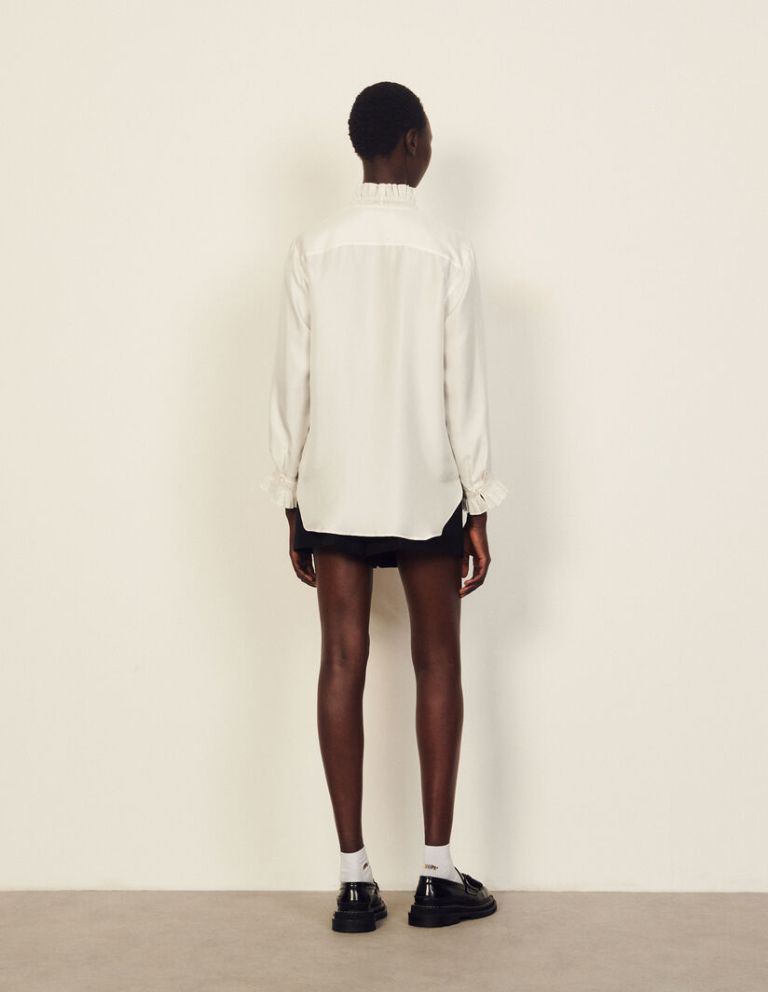 Sandro Paris Floaty Shirt With Gathered Collar back view