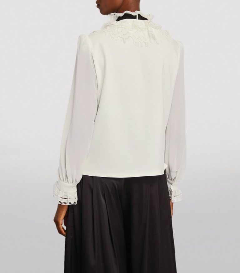 Self-Portrait Frill-Collar Pussybow Blouse back view