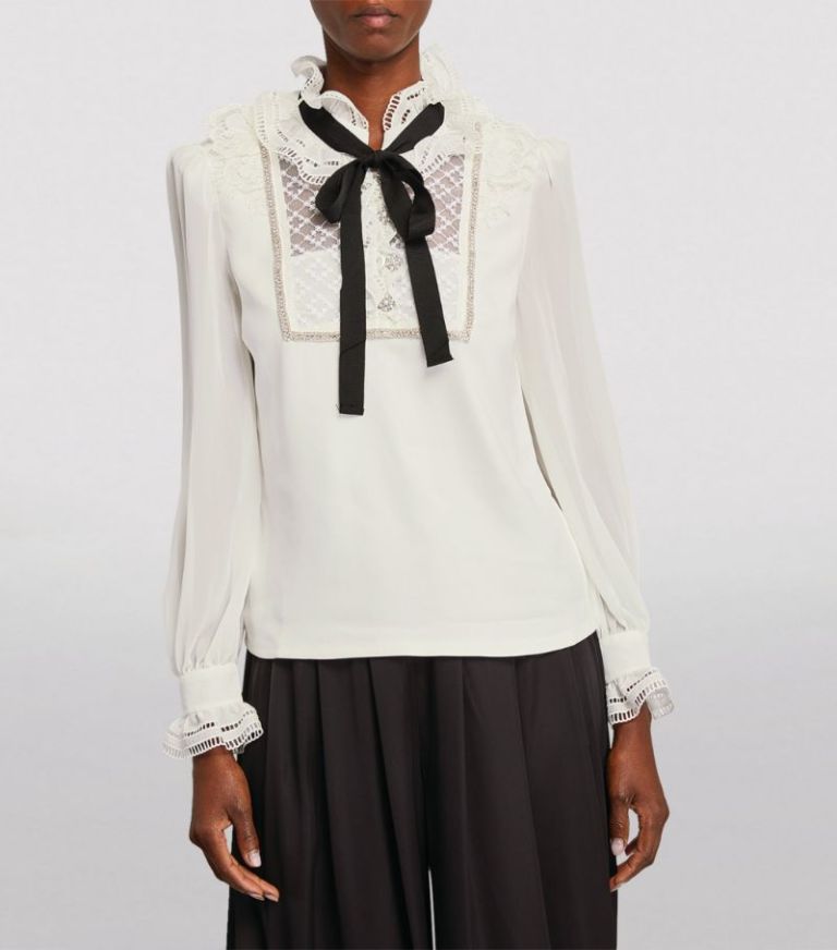 Self-Portrait Frill-Collar Pussybow Blouse