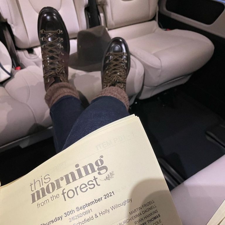 where to get all Holly Willoughby This Morning outfit black hiking boots 30 September 2021 Photo Holly Willoughby