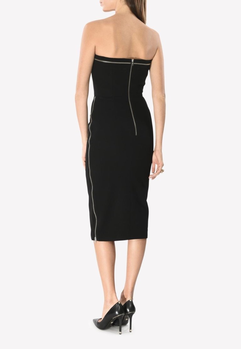 Alex Perry Satin Dana Strapless Bodycon Dress back view