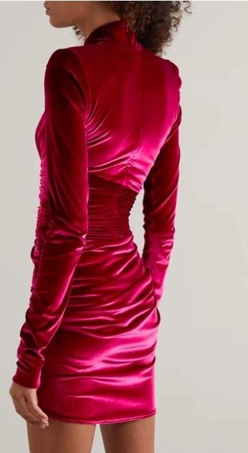Alexandre Vauthier Gathered metallic stretch-velvet mini dress back view