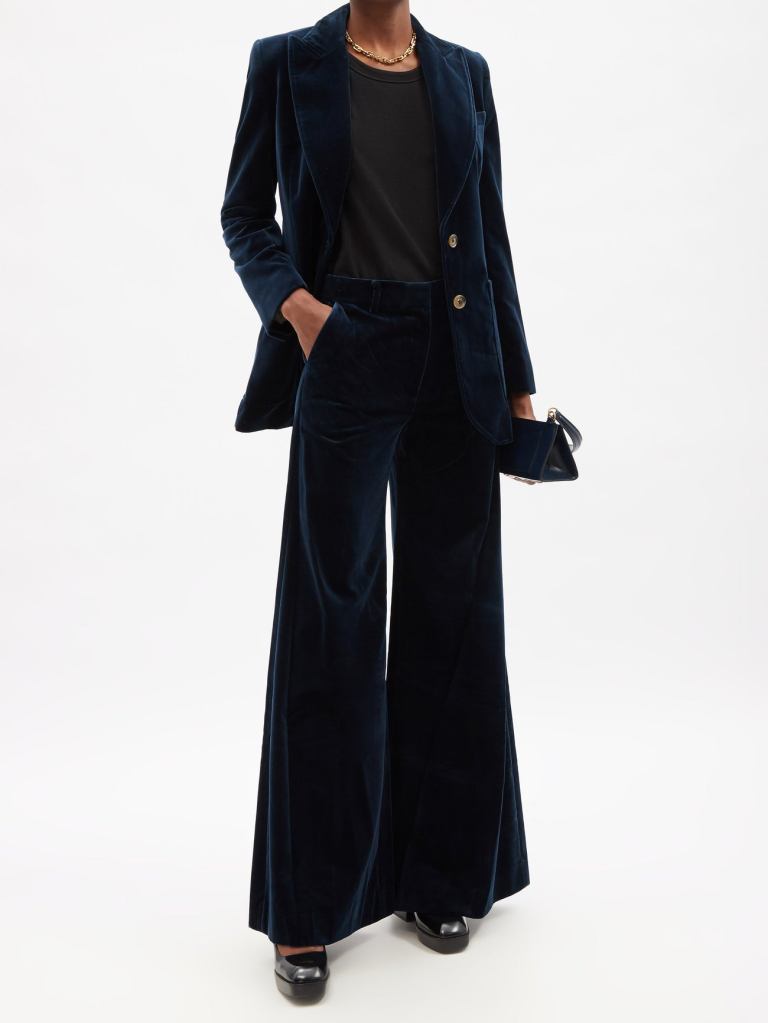 Bella Freud Bianca velvet flared suit trousers