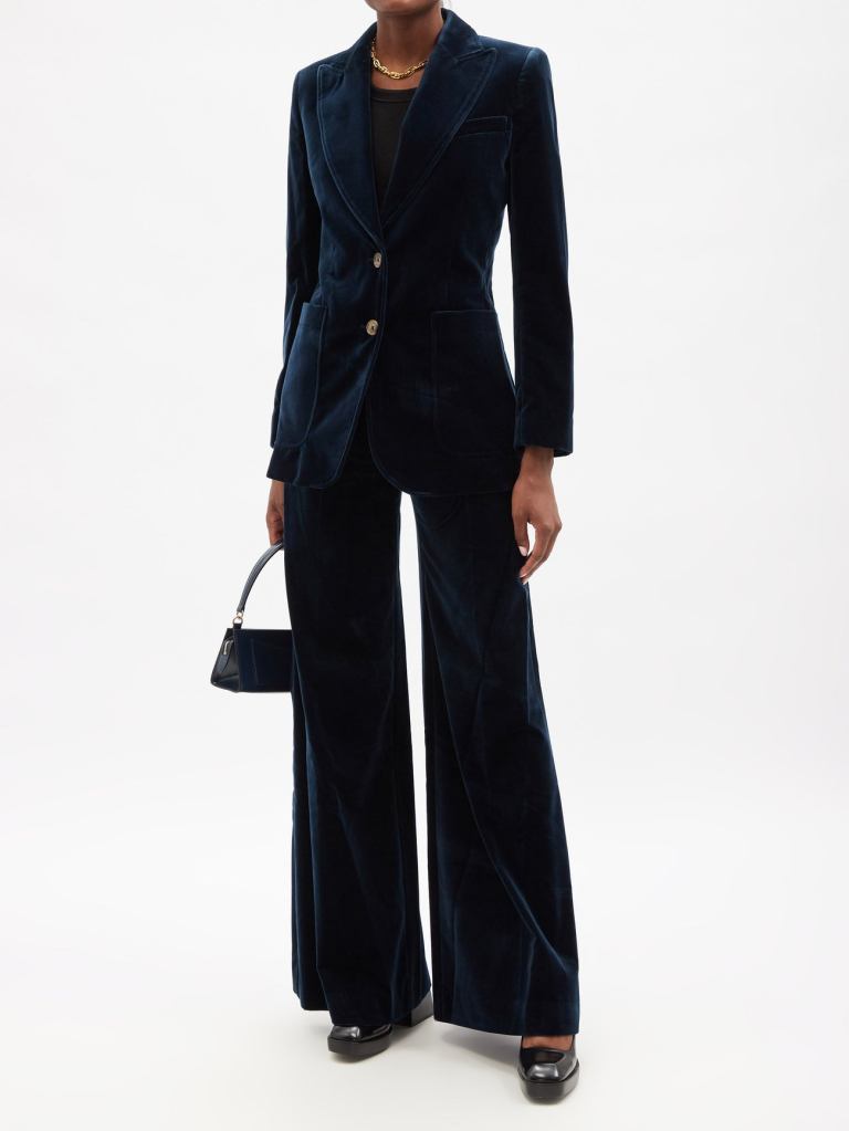 Bella Freud St. James peak-lapel velvet blazer