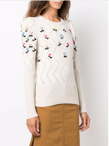 Essentiel Antwerp Aloe floral-embroidered jumper v2