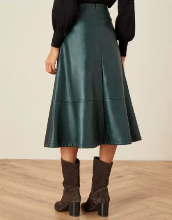 Monsoon Belted Leather Look Skirt back view