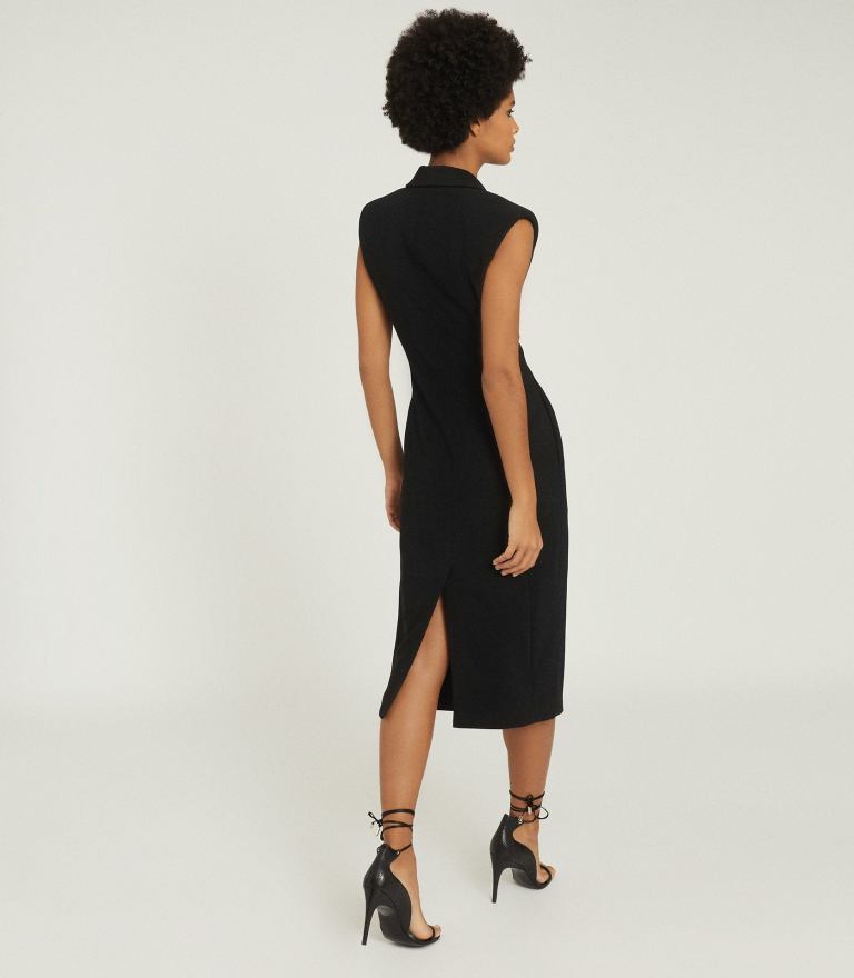Reiss Cecile Tuxedo Sleeveless Midi Dress back view