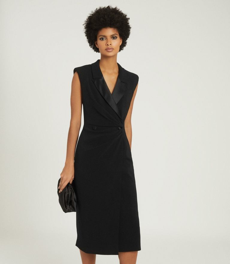 Reiss Cecile Tuxedo Sleeveless Midi Dress