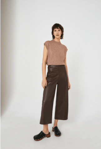 Warehouse Faux Leather Wide Crop