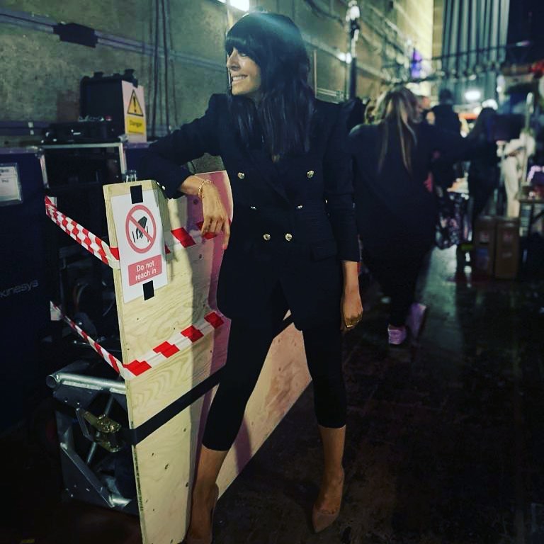 where to get all Claudia Winkleman Strictly Come Dancing week 2 results outfits black blazer black capri pants nude suede court shoes 3 October 2021 Photo Claudia Winkleman