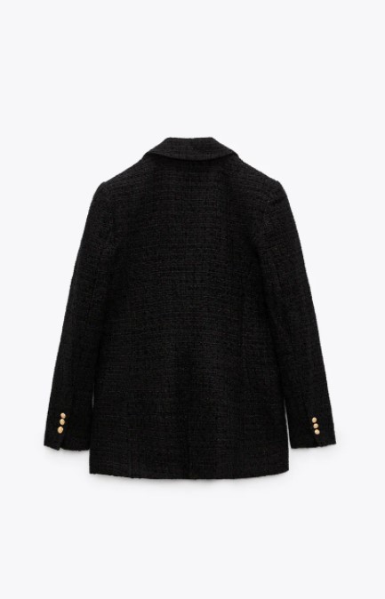 Zara Textured Blazer with Button Details back view