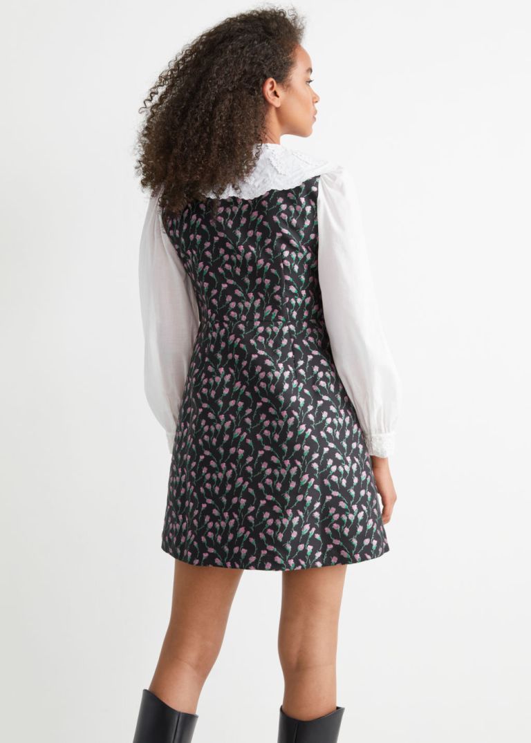 And Other Stories Embroidered Jacquard Mini Dress back view