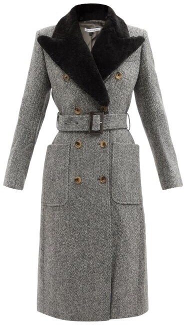 Bella Freud - Palmer Shearling-collar Wool-tweed Coat - Grey