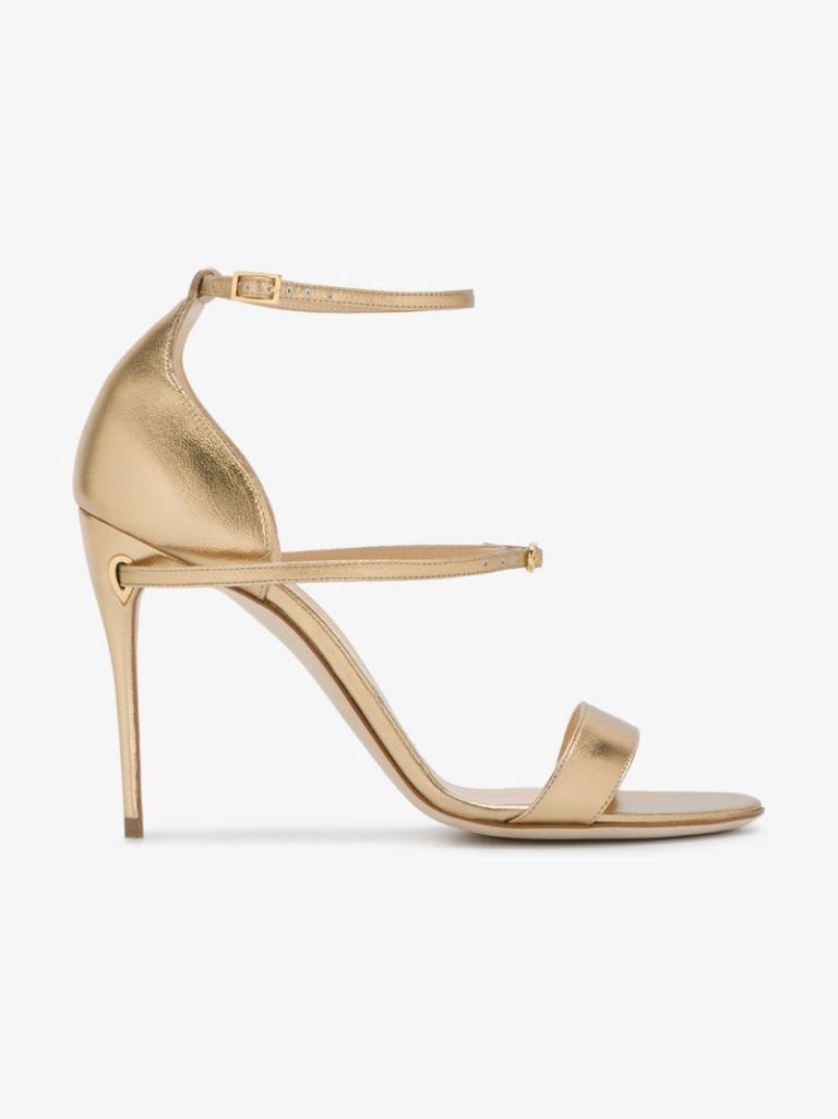 Jennifer Chamandi Gold Rolando 105 Leather Sandals