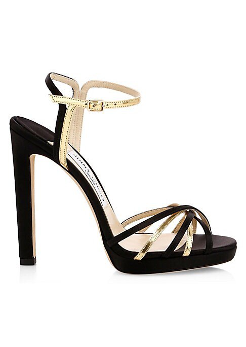 Jimmy Choo Black Gold Lilah Platform Metallic Sandals