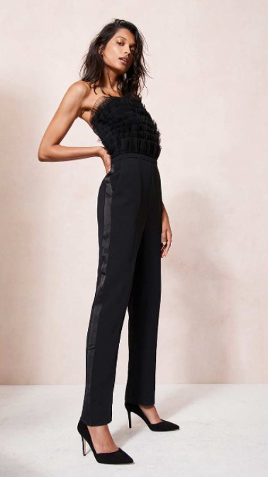 Mint Velvet Black Tulle Bandeau Jumpsuit
