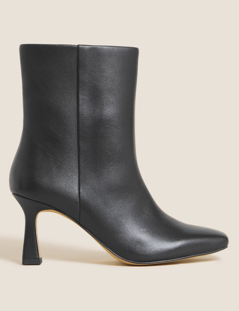 M&S Leather Stiletto Heel Pointed Ankle Boots