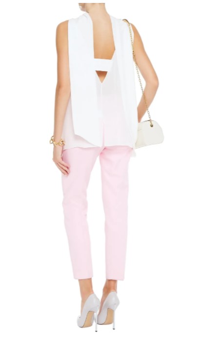 Roland Mouret Cutout draped silk-georgette top back view