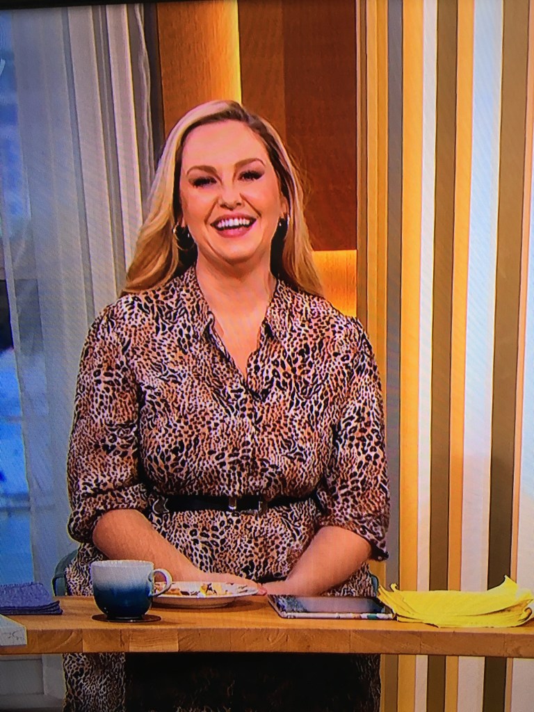 where to get Josie Gibson This Morning outfits mixed animal print shirt dress 18 November 2021 Photo ITV
