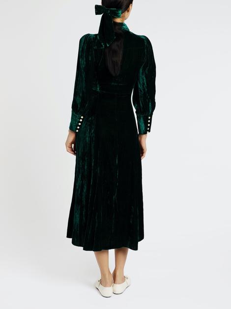 Beulah London Calla Green Velvet Dress back view