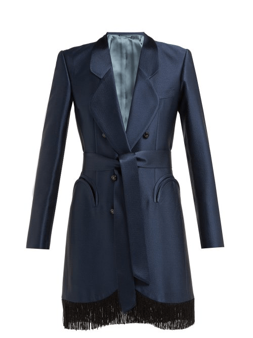 Blaze Milano Let's Fly Sunshine Belted Fringed Silk Midi Dress v2