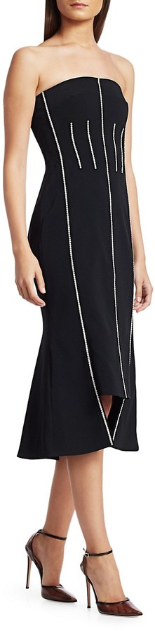 David Koma Crystal Corset Strapless Midi Dress