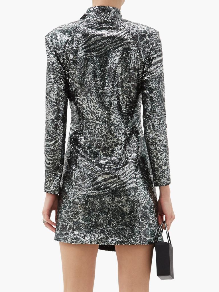 Dundas High-neck Cutout Sequinned Mini Dress back view