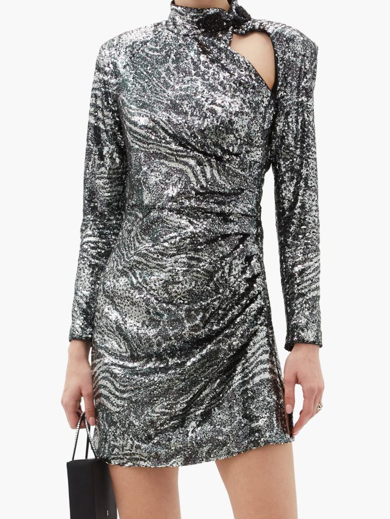 Dundas High-neck Cutout Sequinned Mini Dress