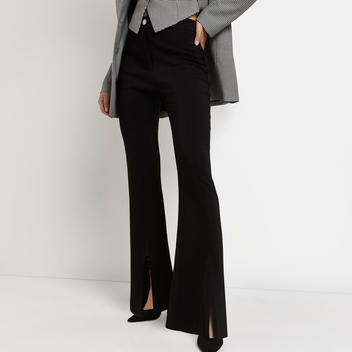 River Island Black front split flared trousers
