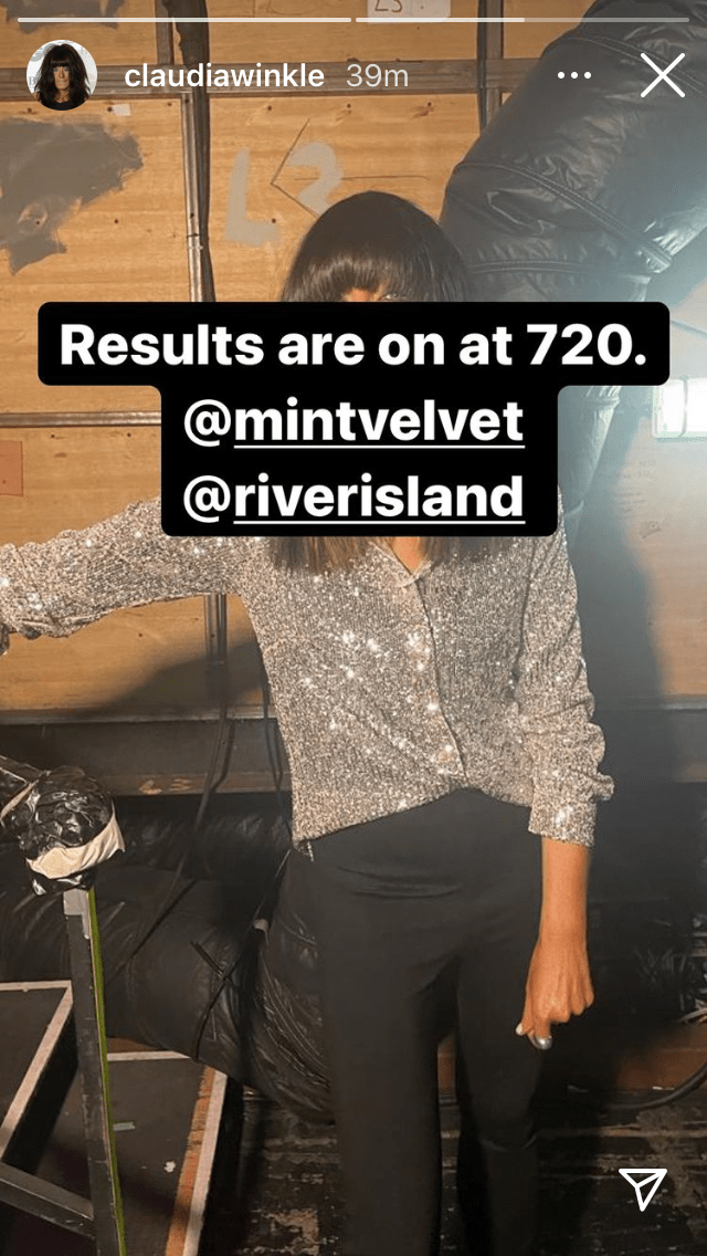 where to get all Claudia winkleman strictly outfits silver sequin shirt black trousers 5 December 2021 Photo Claudia Winkleman