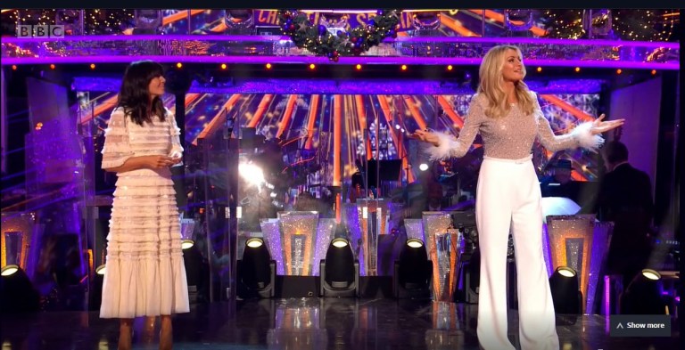 where to get all Tess Daly Claudia Winkleman Strictly outfits Christmas Special 2021 Photo BBC