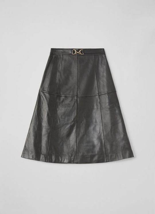 LK Bennett Monmouth Black Leather Skirt