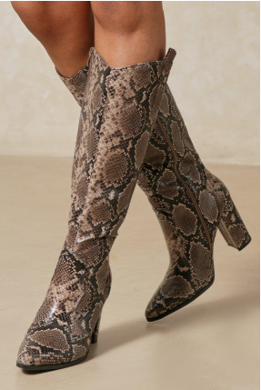 Miss Pap Snakeskin Western Knee High Boot