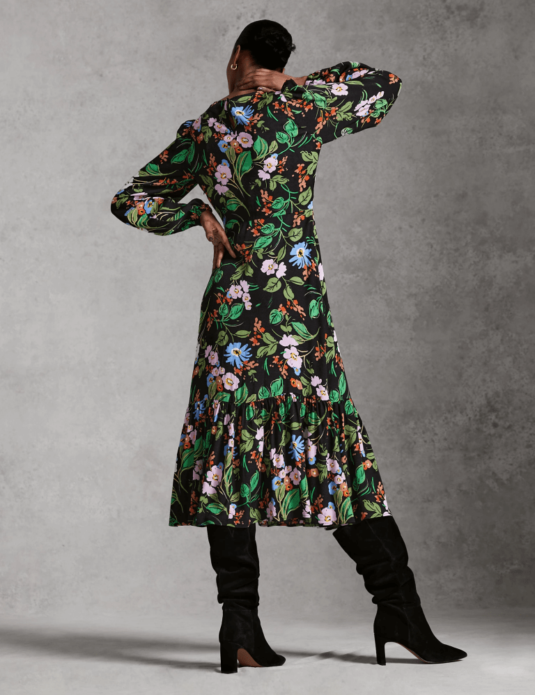 M&amp;S x Ghost Floral Midi Tea Dress back view