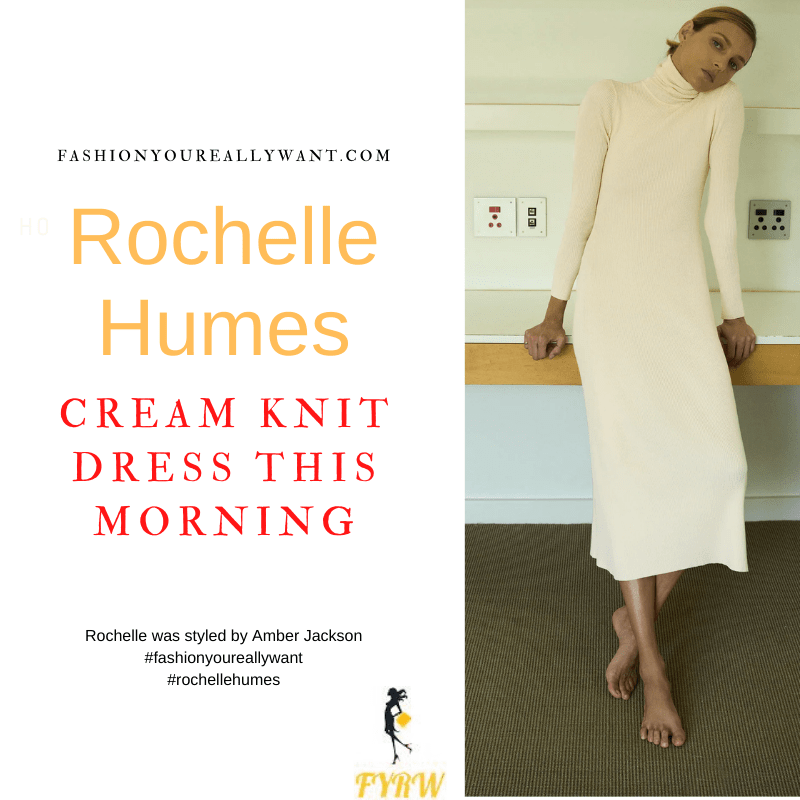 Where to get all Rochelle Humes This Morning outfits blog January 2022 cream ribbed knit dress snakesin knee high boots