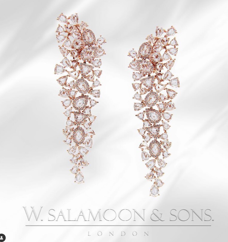 W Salamoon Rose Cut Cascading Earrings