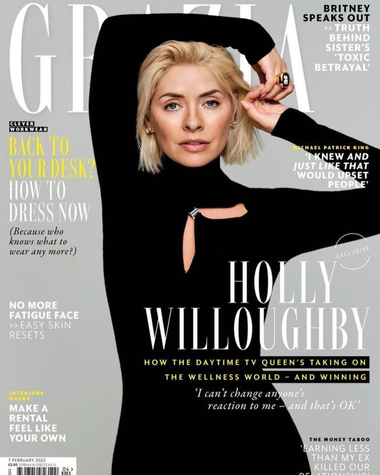 where to get all holly Willoughby dresses black dress Grazia Uk February 2022 Photo Jon gorrigan